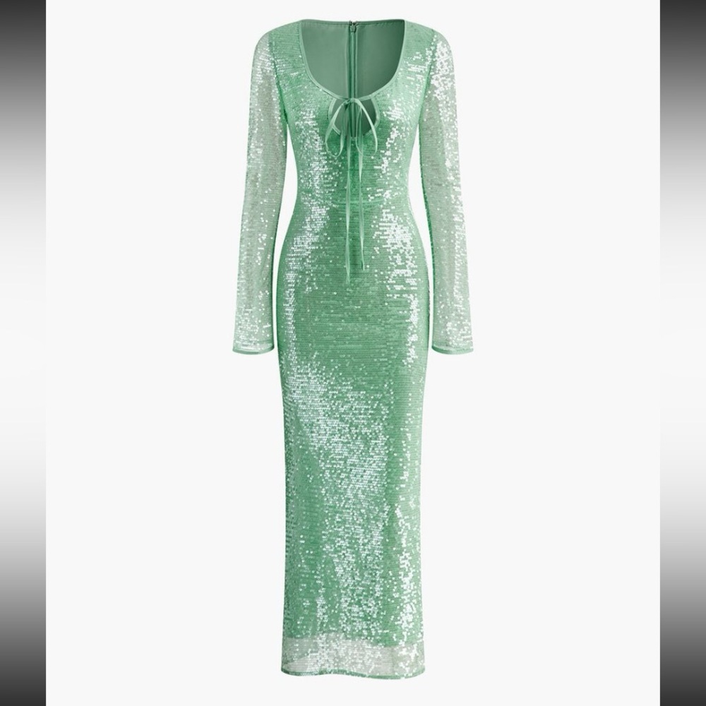 Vneck lace up sequin dress.